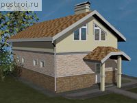 A-145-1K проект гаража из кирпича с мансардой размером 11 на 7 