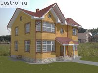A-229-1D проект двухэтажного деревянного коттеджа из бруса размером 12 на 11 