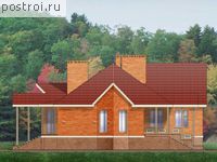 A-300-1K проект одноэтажного дома из кирпича с цоколем размером 17 на 16