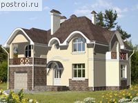 B-270-1P проект двухэтажного дома из пеноблоков с гаражом размером 16 на 13 