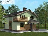 C-141-1P проект двухэтажного дома из газобетона размером 9 на 8 