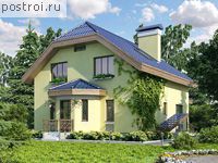 C-264-1K проект двухэтажного дома из кирпича с цоколем и мансардой размером 9 на 12 