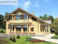 D-171-1D проект двухэтажного деревянного дома из бревна размером 16 на 14 