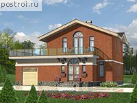 D-177-1P проект двухэтажного дома из пеноблоков с гаражом размером 12 на 12 