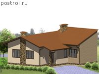 E-086-1P проект одноэтажного дома из пеноблока размером 12 на 12 