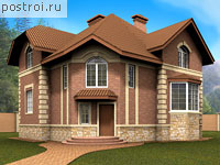 E-190-1K проект двухэтажного коттеджа из кирпича размером 11 на 11 