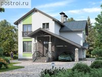 F-157-1K проект двухэтажного коттеджа из кирпича с гаражом размером 13 на 11