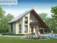 F-181-2P проект одноэтажного дома из пеноблоков с мансардой и гаражом размером 14 на 11 