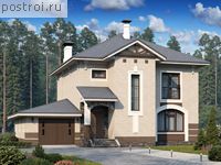 F-187-1P проект двухэтажного дома из пеноблоков с гаражом размером 12 на 14 