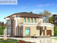 F-254-1P проект двухэтажного коттеджа из пеноблоков с гаражом размером 15 на 16 