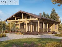 G-098-1D проект одноэтажного деревянного коттеджа из бруса размером 9 на 12 