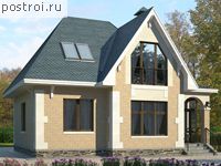 G-132-1P проект одноэтажного коттеджа из газобетона с мансардой размером 9 на 11