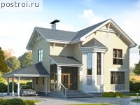 H-140-1P проект двухэтажного дома из газобетона с гаражом размером 12 на 15