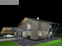 H-195-1P проект двухэтажного коттеджа из пенобетона с гаражом размером 9 на 16