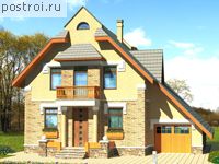 J-158-1P проект двухэтажного коттеджа из пеноблоков с гаражом размером 17 на 13 