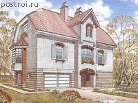 J-231-1P проект трехэтажного коттеджа из газобетона с гаражом размером 13 на 8 