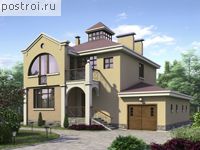 J-279-1P проект двухэтажного дома из пенобетона с цоколем и гаражом размером 11 на 15 