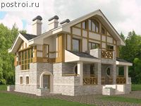 K-251-1P проект двухэтажного дома из газобетона с мансардой размером 12 на 15 