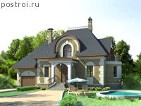 K-256-1P проект двухэтажного коттеджа из пеноблоков с гаражом размером 16 на 14