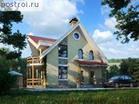 L-145-1P проект одноэтажного дома из газобетона с мансардой размером 11 на 13 