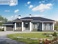 L-157-1P проект одноэтажного коттеджа из пеноблоков с гаражом размером 14 на 17