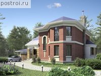 L-252-1K проект двухэтажного коттеджа из кирпича с гаражом размером 11 на 18