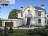 L-290-1P проект двухэтажного дома из пеноблоков с гаражом размером 19 на 16