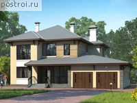 L-296-1K проект двухэтажного дома из кирпича с гаражом размером 17 на 18