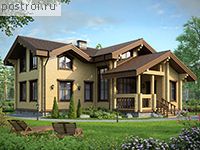 M-117-1D проект одноэтажного деревянного коттеджа из бруса с мансардой размером 11 на 11 