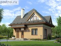 M-125-1P проект одноэтажного коттеджа из газобетона с мансардой размером 9 на 9