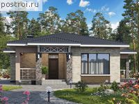 M-128-1P проект одноэтажного коттеджа из газобетона размером 14 на 15