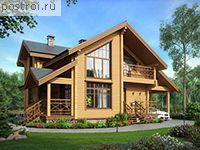 M-132-1D проект одноэтажного деревянного дома из бруса с мансардой и гаражом размером 9 на 15 