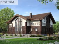 M-292-1K проект одноэтажного дома из кирпича с мансардой размером 18 на 17 