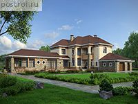 M-500-1K проект двухэтажного дома из кирпича с гаражом размером 26 на 34 