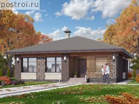 N-103-1P проект одноэтажного коттеджа из пенобетона размером 12 на 11 