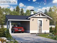 P-040-2P проект одноэтажной бани из пеноблока с гаражом размером 10 на 7 