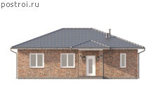 P-101-1P проект коттеджа из пенобетона размером 13 на 14 - вид спереди P-101-1P проект коттеджа из пенобетона размером 13 на 14 - вид спереди