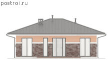 P-106-1P проект коттеджа из пенобетона размером 13 на 12 - вид спереди P-106-1P проект коттеджа из пенобетона размером 13 на 12 - вид спереди