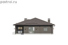 P-136-1P проект дома из газобетона с гаражом размером 14 на 21 - вид сзади