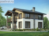 P-145-1K проект двухэтажного дома из кирпича с гаражом размером 10 на 10 