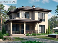 P-190-1P проект двухэтажного коттеджа из пенобетона размером 16 на 16