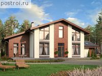 P-196-1K проект одноэтажного коттеджа из кирпича с мансардой размером 15 на 12 