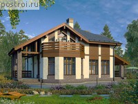 P-266-1P проект двухэтажного дома из пеноблоков с цоколем размером 11 на 13