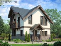 R-085-1K проект одноэтажного дома из кирпича с мансардой размером 8 на 8 