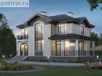 R-153-1P проект двухэтажного коттеджа из пеноблоков размером 15 на 13 