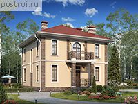 R-155-1K проект двухэтажного коттеджа из кирпича размером 11 на 11 