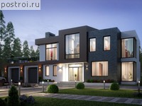 R-233-1P проект двухэтажного дома из газобетона с гаражом размером 22 на 9 