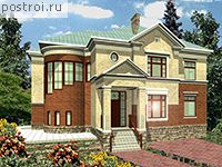 R-490-1K проект двухэтажного дома из кирпича с цоколем размером 16 на 17 