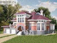 S-444-1K проект двухэтажного дома из кирпича с гаражом размером 19 на 23 