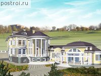 S-846-1K проект трехэтажного дома из кирпича с цоколем и мансардой и гаражом размером 19 на 21 